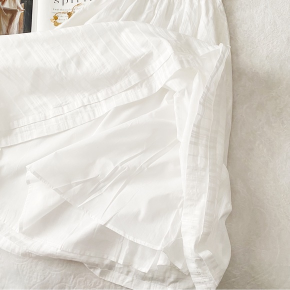 Banana Republic White Smocked Chest Fit & Flare Dress with Ruffle Sleeves - Picture 10 of 12